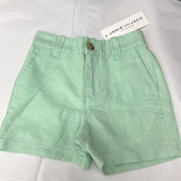 Janie and Jack 100049169 Mint green Linen-Cotton Short size 6-12 m NWT - Picture 4 of 10